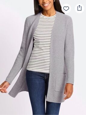 NWT Market and Spruce Light Gray Ribbed Open-Front Cardigan